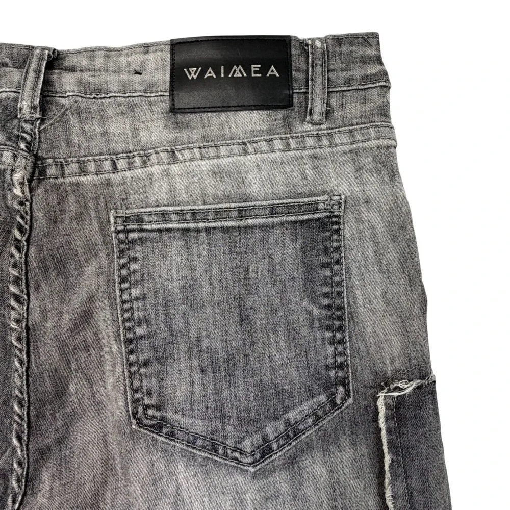 Waimea Men's Skinny Fit Patchwork‎ Jeans Gray Distressed Size 32 Stretch